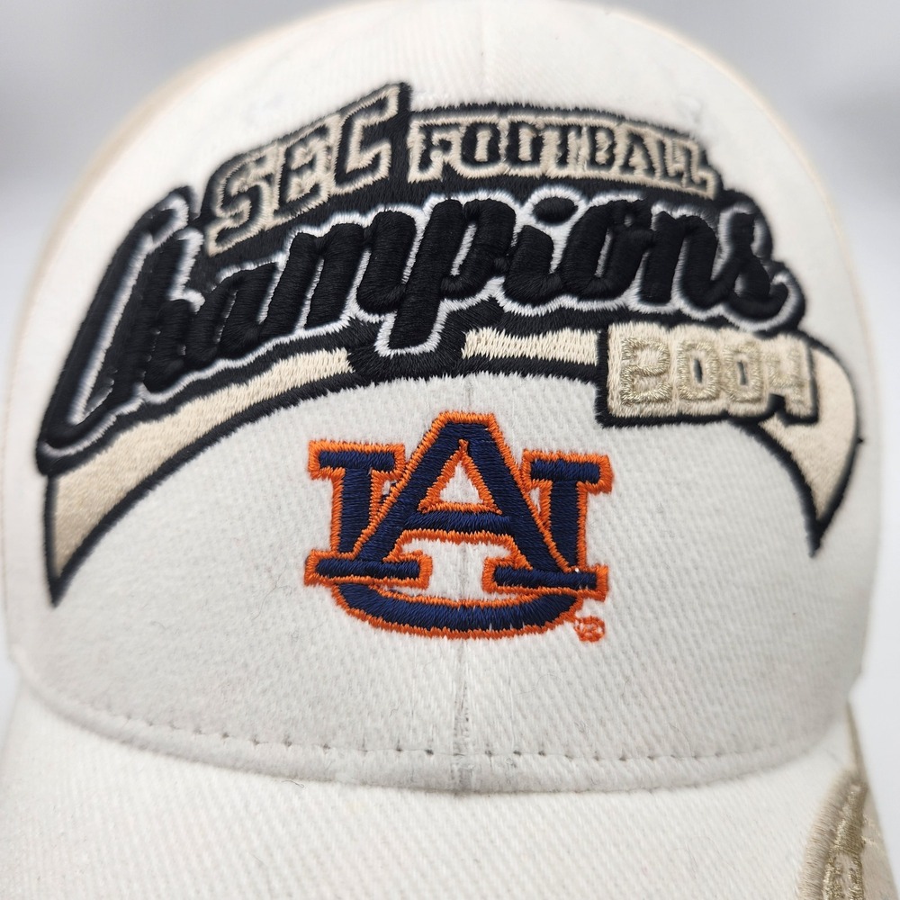 Auburn Tigers Hat SEC 2004 Football Champions Top of the World White Tan Cap - Picture 3 of 10